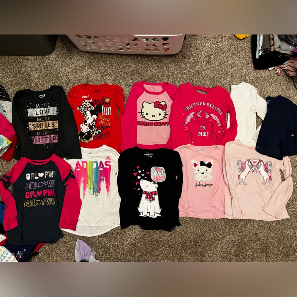 Girls Long Sleeve Shirts Size 5/6 - Lot of 11 pieces - Various Brands